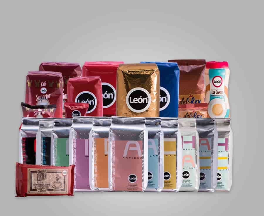 Línea completa de productos Café León